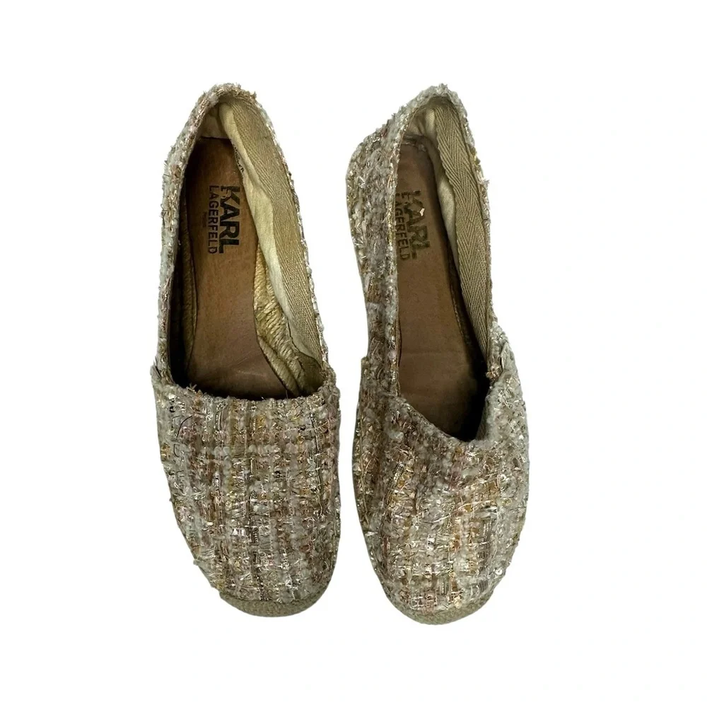Karl Lagerfeld Arago 2 Metallic Flat Espadrilles 6.5